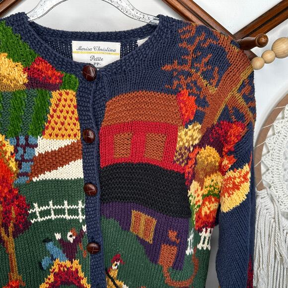 Marisa Christina Fall Farm Handknit Cottagecore Button Cardigan - Picture 2 of 5